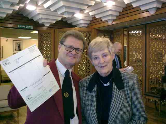 Peter Armstrong with Councillor Jessica Riddle at the Mayor's Charity Fund Presentation, 15th May 2010