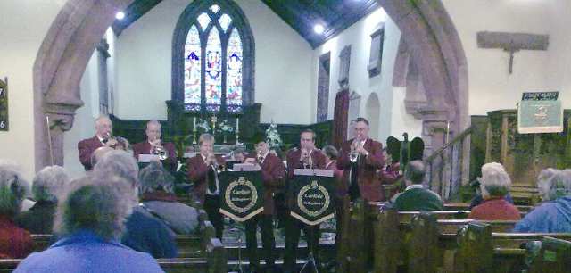 St Mungo's Church, Bromfield, Nr Wigton, with the cornet section using trumpets to play Spanish Flea, 17th October 2010